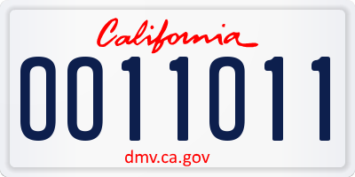 CA license plate OO11O11