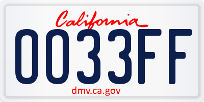 CA license plate OO33FF