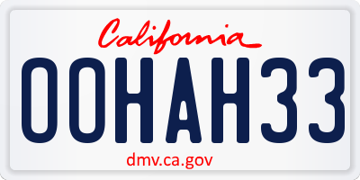 CA license plate OOHAH33