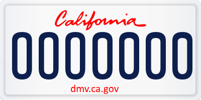 CA license plate OOO0000