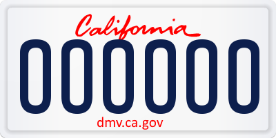 CA license plate OOOOOO