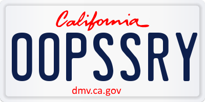 CA license plate OOPSSRY