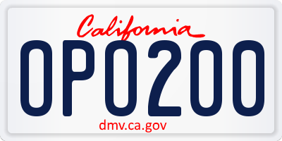 CA license plate OPO200