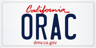 CA license plate ORAC