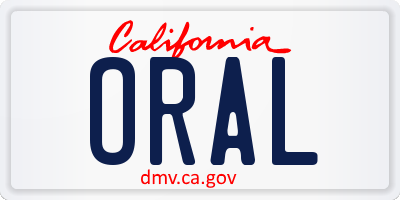 CA license plate ORAL