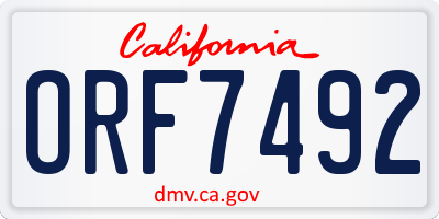 CA license plate ORF7492