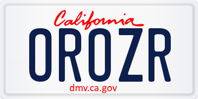 CA license plate OROZR