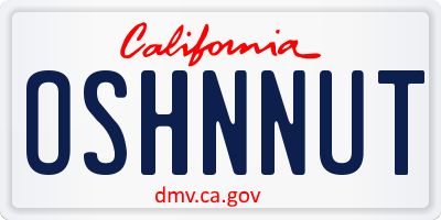 CA license plate OSHNNUT