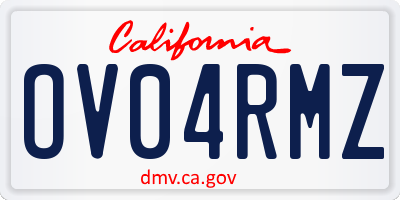 CA license plate OV04RMZ
