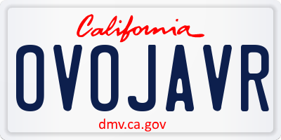 CA license plate OVOJAVR