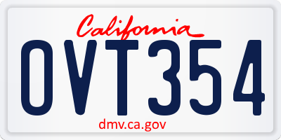 CA license plate OVT354