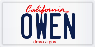 CA license plate OWEN