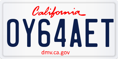 CA license plate OY64AET