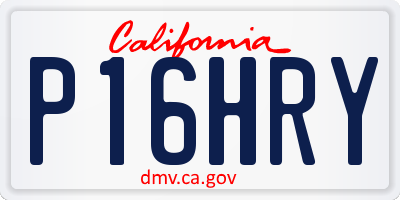CA license plate P16HRY