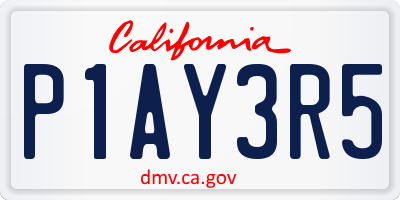 CA license plate P1AY3R5