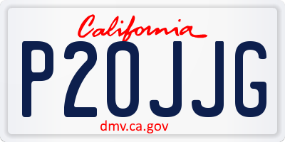 CA license plate P20JJG