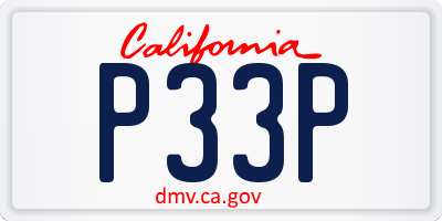 CA license plate P33P