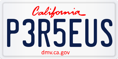 CA license plate P3R5EUS