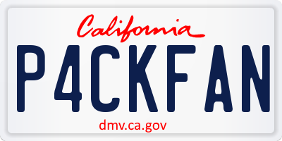 CA license plate P4CKFAN