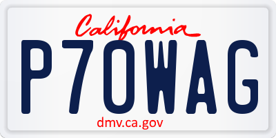 CA license plate P70WAG