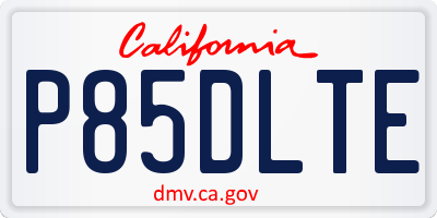 CA license plate P85DLTE