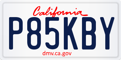 CA license plate P85KBY