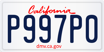 CA license plate P997P0