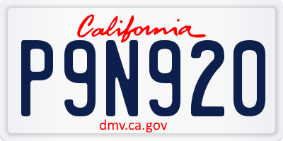 CA license plate P9N920
