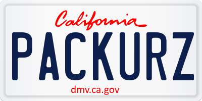 CA license plate PACKURZ