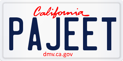 CA license plate PAJEET