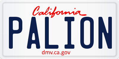CA license plate PALION