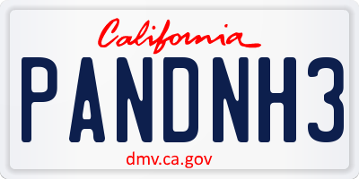 CA license plate PANDNH3
