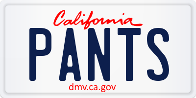 CA license plate PANTS