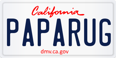 CA license plate PAPARUG