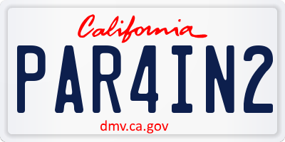 CA license plate PAR4IN2
