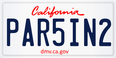 CA license plate PAR5IN2