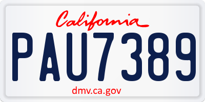 CA license plate PAU7389