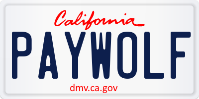 CA license plate PAYWOLF