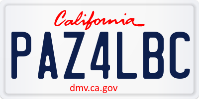 CA license plate PAZ4LBC