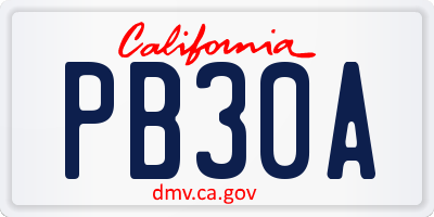 CA license plate PB30A