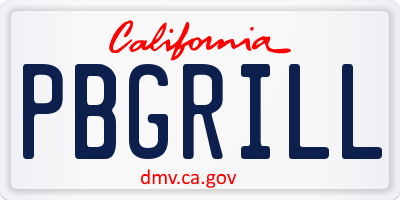 CA license plate PBGRILL