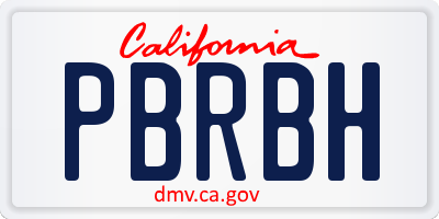 CA license plate PBRBH