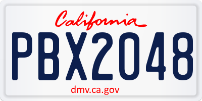 CA license plate PBX2048