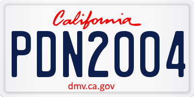 CA license plate PDN2004