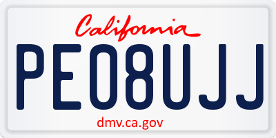 CA license plate PE08UJJ
