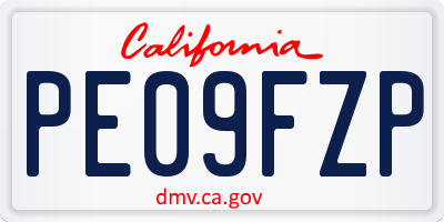 CA license plate PE09FZP
