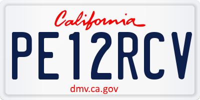 CA license plate PE12RCV