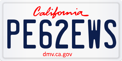 CA license plate PE62EWS