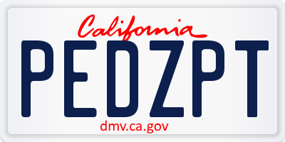 CA license plate PEDZPT