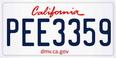 CA license plate PEE3359